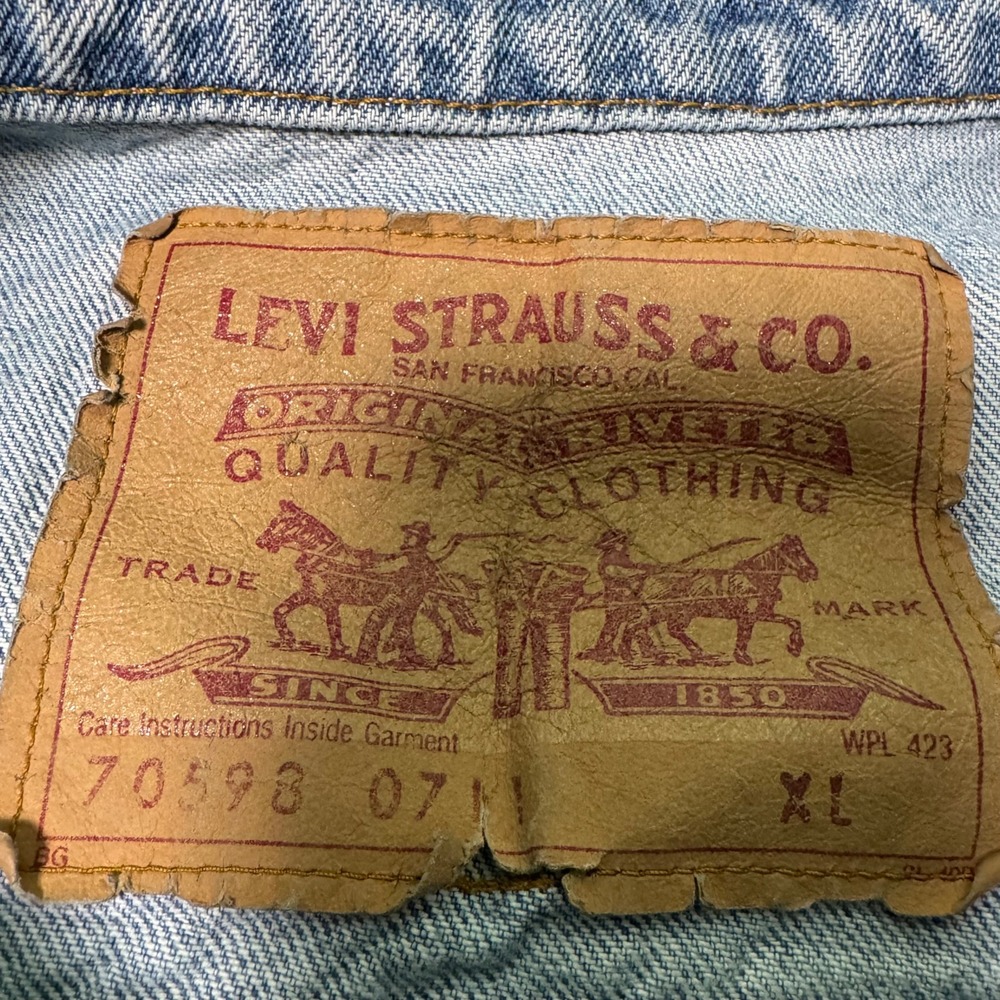 Vintage Levi's Type III Trucker Jacket 80s 90s Big Logo Patch Mens XL 70598-0711 - Picture 3 of 7